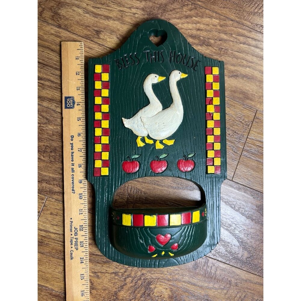 Vintage Burwood 80s Geese Wall Pocket  Hanging Decor Planter - Picture 6 of 7